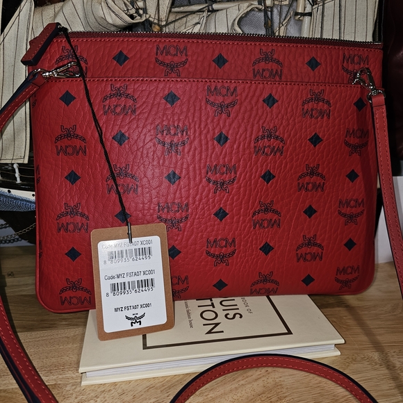 MCM Red Leather Handbag (NWT & COA) - Picture 2 of 9